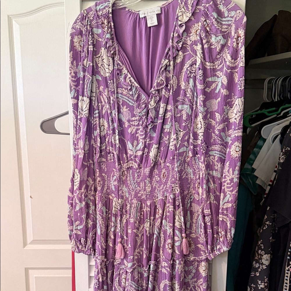 House of Harlow 1960 Lavender Floral Long Sleeve Dress